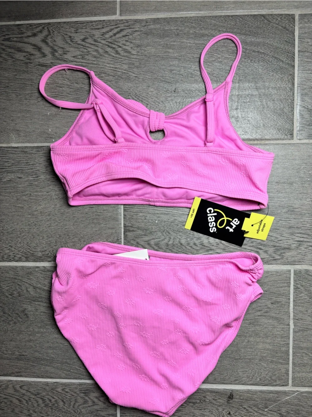 art class Pink Ribbed Two-Piece Swim Set for Kids